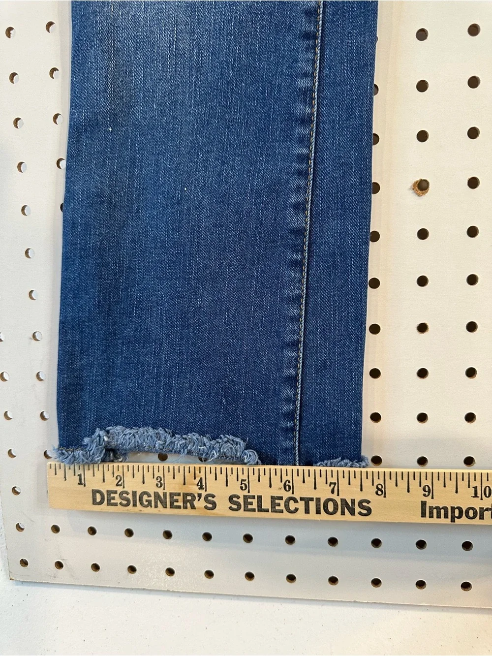 Free People Mid-Blue Flared Jeans with Frayed Hem